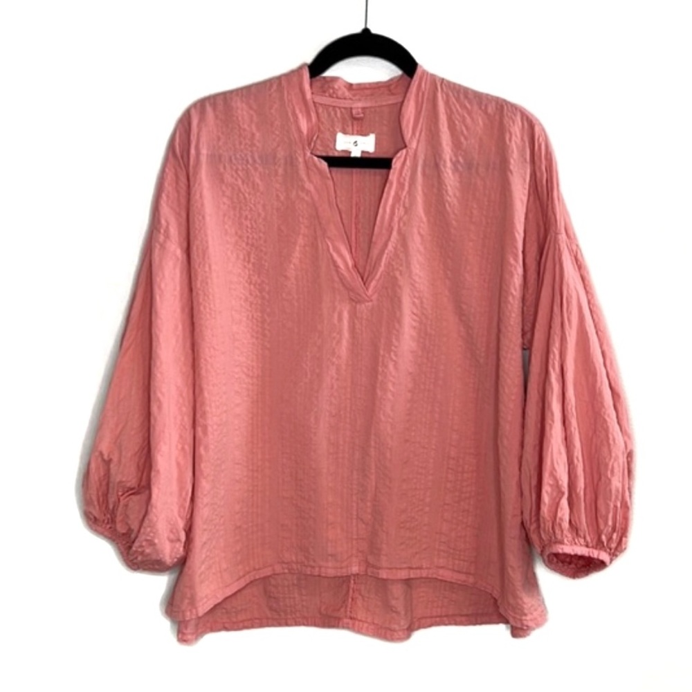 LOU & GREY Coral balloon sleeve popover oversized Cotton Top size XS